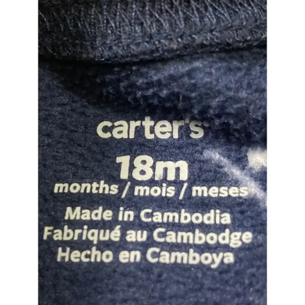 Carter's Unisex Blue Dinosaur Fleece‎ Footie Pyjamas 18 Months